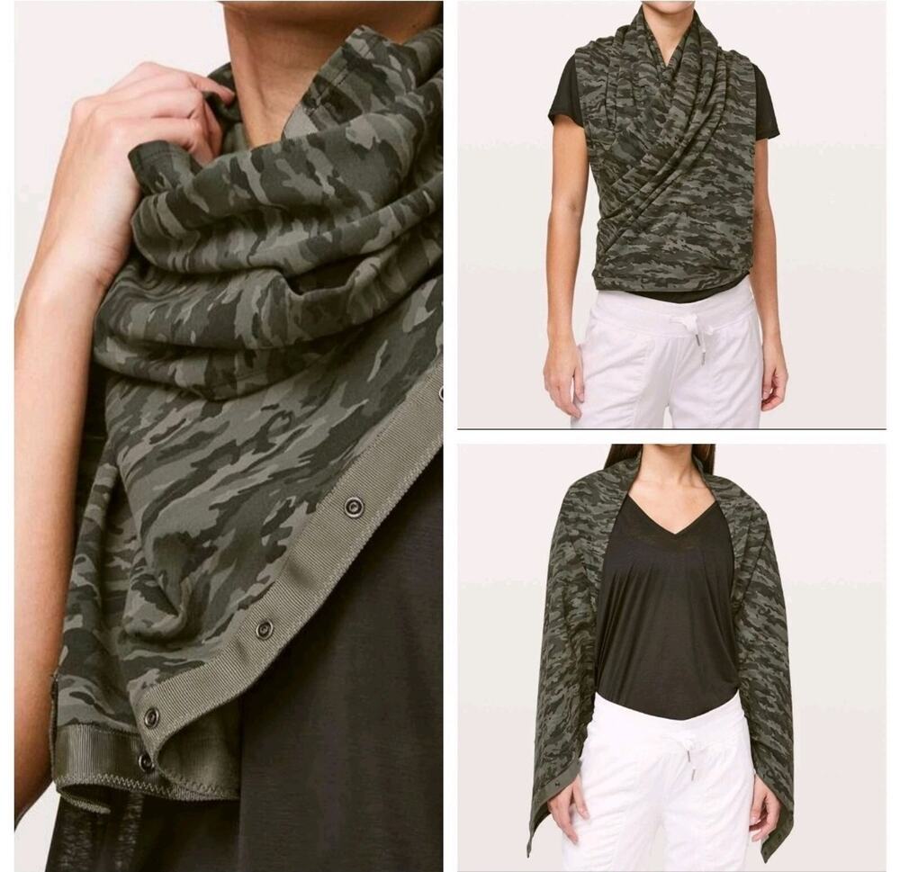 Lululemon Vinyasa Scarf *CottonEvergreen Camo Green Multi Stretch French Terry